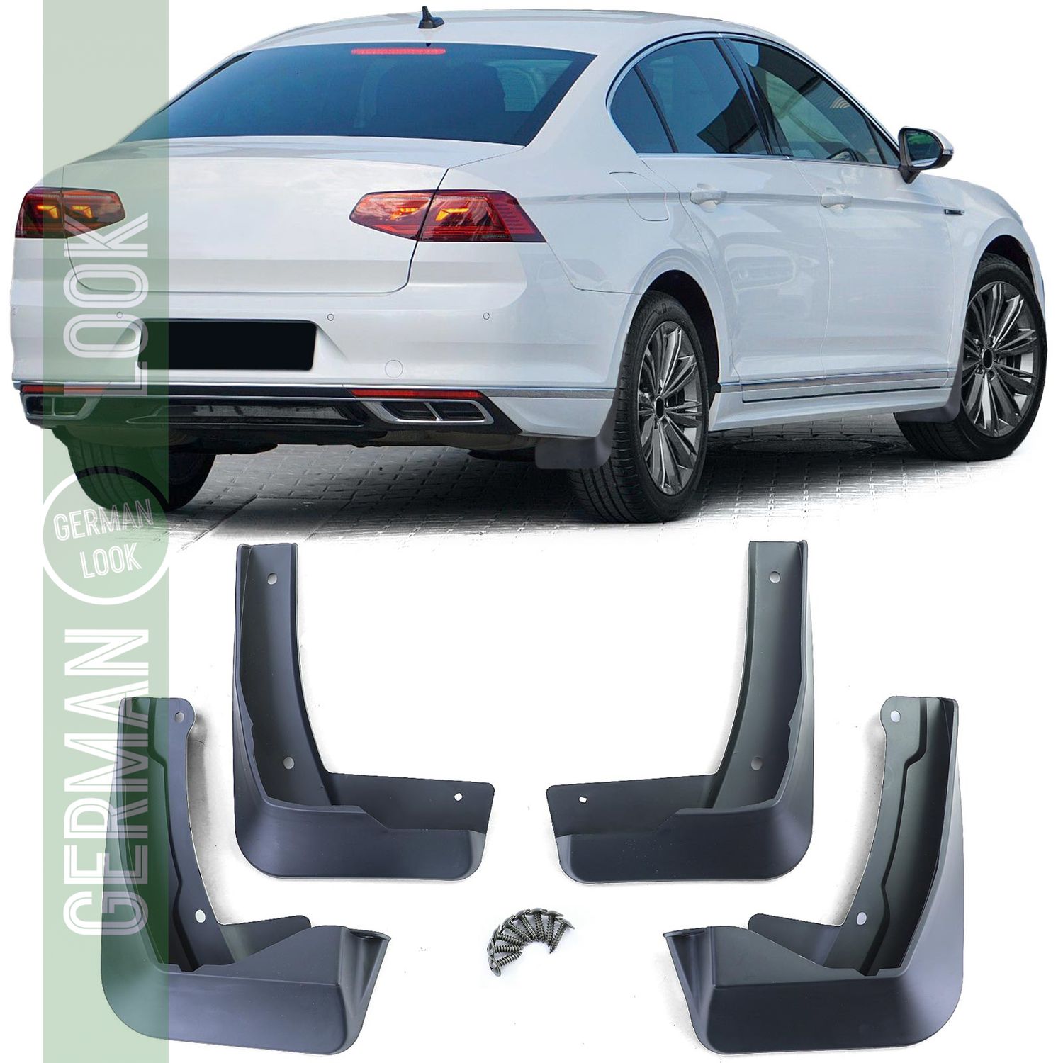 Jeu de bavettes avant et arrière noires pour VW Passat B8 3G Facelift à partir de 19