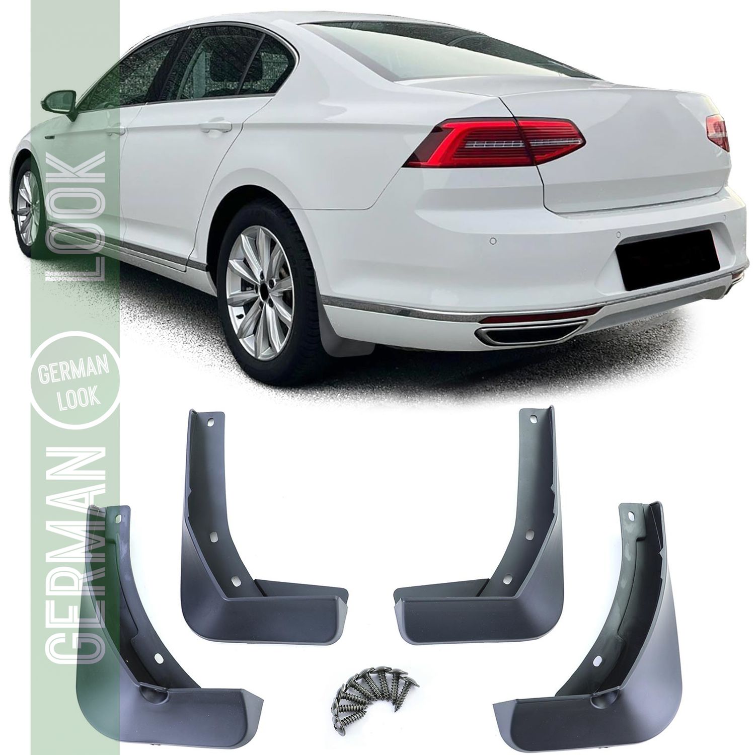 Jeu de bavettes avant et arrière noir pour VW Passat B8 3G pré-lifting 14-19