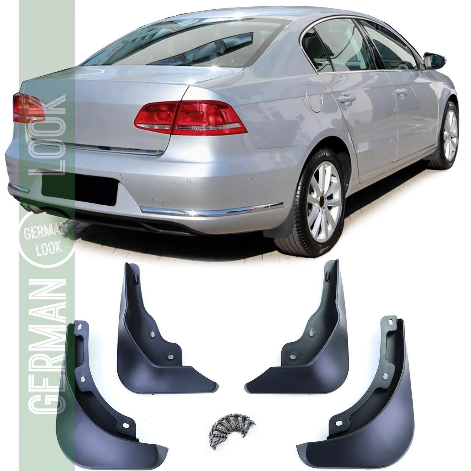 Jeu de bavettes avant et arrière noir pour VW Passat B7 3C 10-14