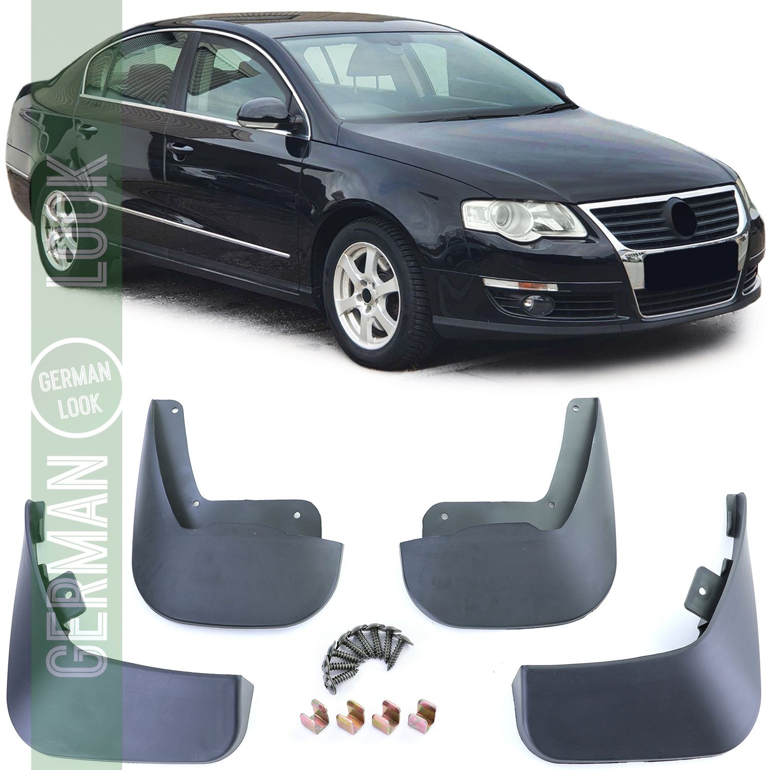 Jeu de bavettes avant et arrière noir pour VW Passat B6 3C 05-10