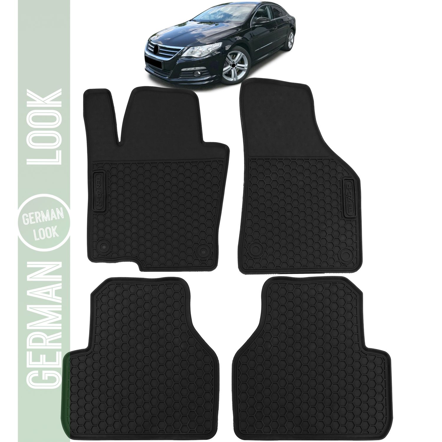 Tapis de sol en caoutchouc noir pour voiture VW Passat CC 357 08-12