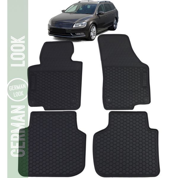 Tapis de sol en caoutchouc noir pour voiture VW Passat B6 3C 2005-2010