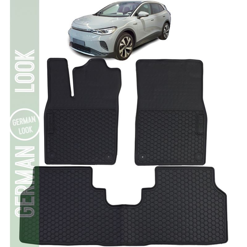 Tapis de sol en caoutchouc pour voiture noir premium set pour VW ID.4 à partir de 2020