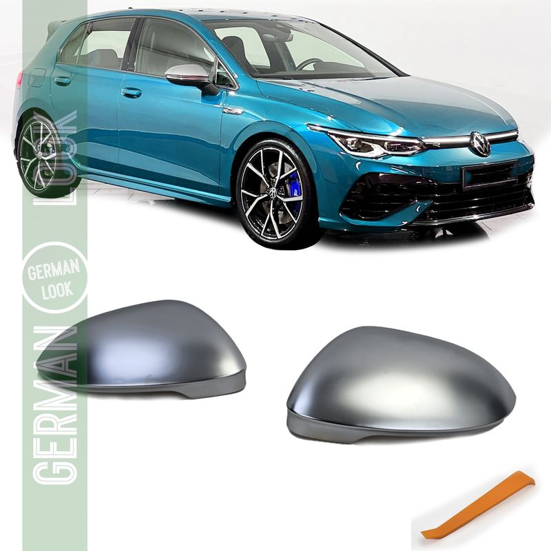Coques de rétroviseurs argent mat pour remplacer VW Golf 8 + ID.3 sans Trace Assistant