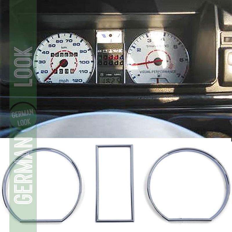 Couvre-anneaux de compteur de vitesse 3 pièces chromés pour VW Golf 2 83-92