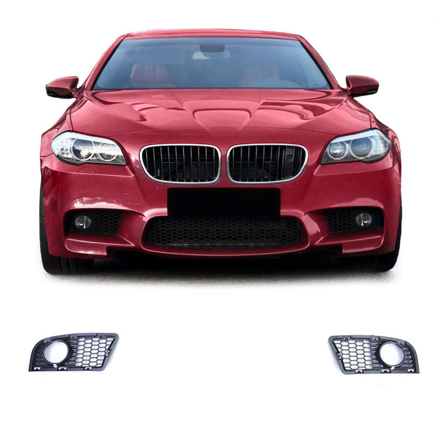 2 Grilles de pare-chocs avant pour BMW Série 5 F10 F11 M5 - Avec antibrouillards