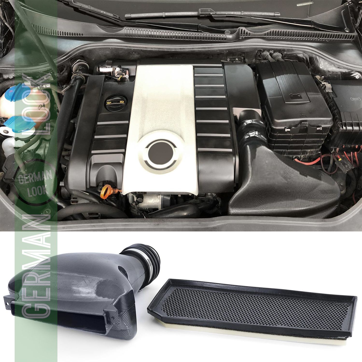 Filtre à air boîte à air prise d'air aspect carbone ram air pour VW Golf 5 2.0 GTI 03-08