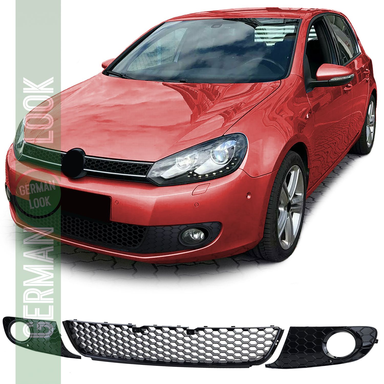 Grille de pare-chocs avec caches antibrouillard Sport GLOSS pour VW Golf 6 08-13
