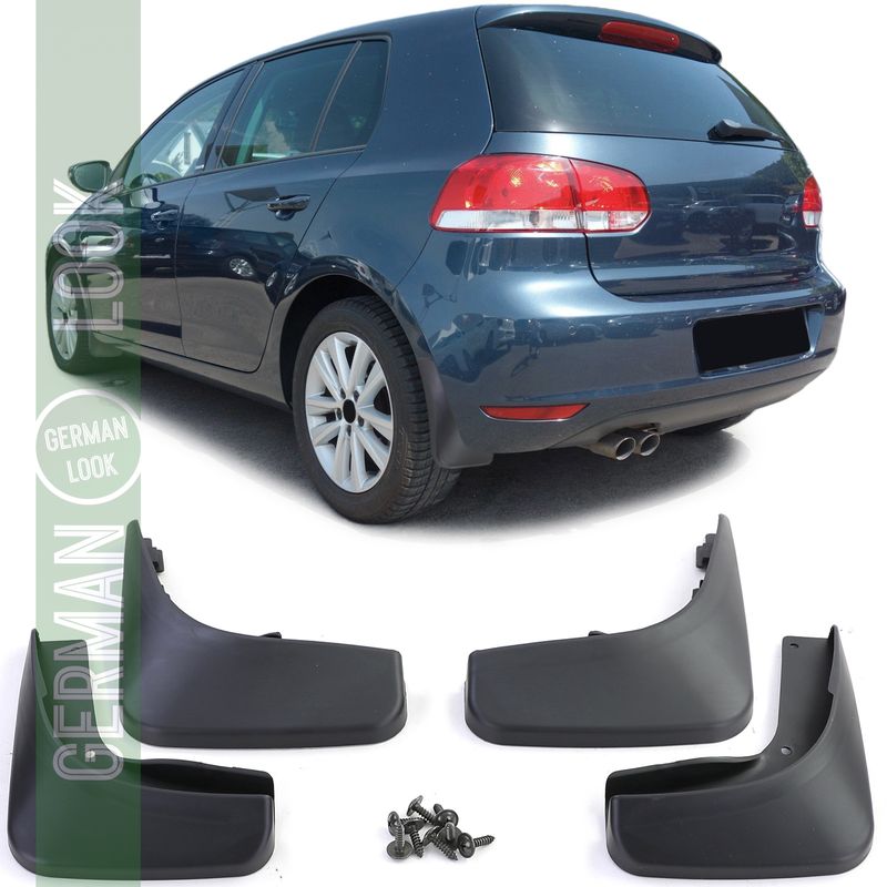 Jeu de bavettes avant et arrière noires pour VW Golf 6 08-12
