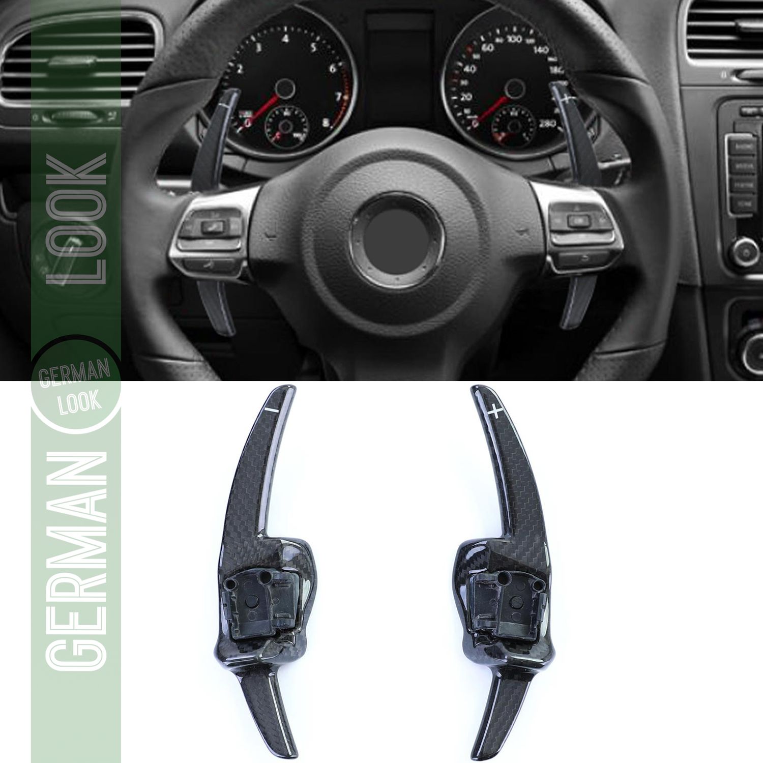 Palettes de changement de vitesse en carbone véritable pour kit de remplacement pour VW Golf 6 08-12