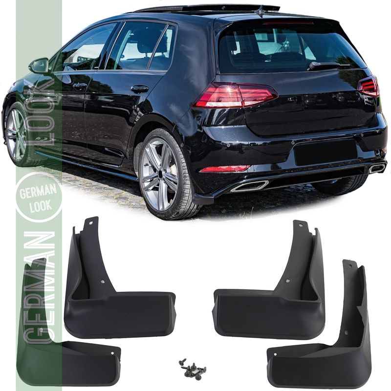 Jeu de bavettes avant et arrière noir pour VW Golf 7.5 avec R-Line 17-21