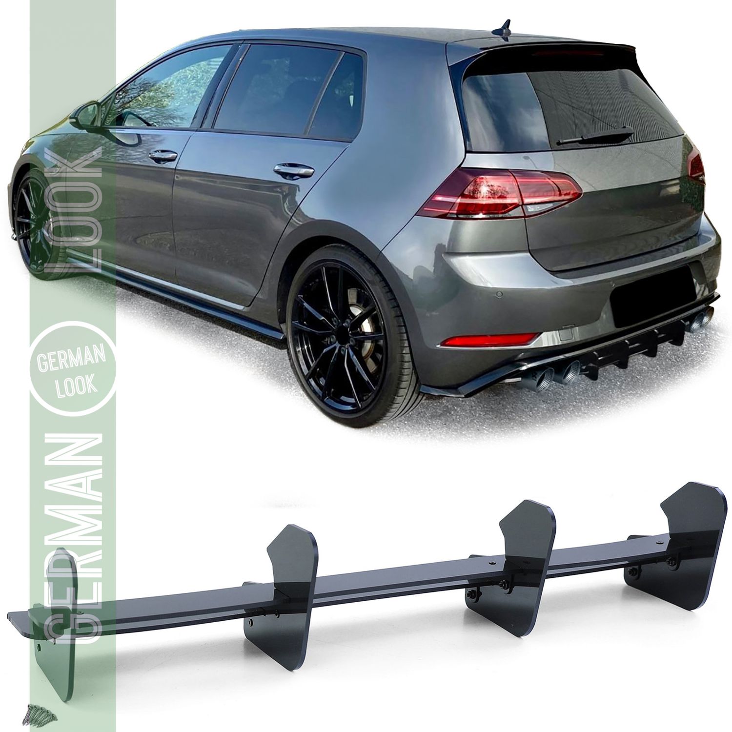 Répartiteur de diffuseur arrière tablier arrière Performance pour VW Golf 7.5 R Facelift 17-21