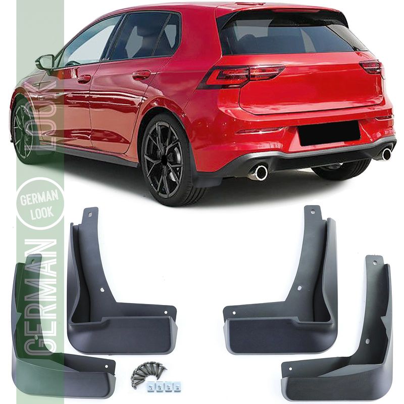 Jeu de bavettes avant et arrière noires pour VW Golf 8 avec R-Line à partir de 19