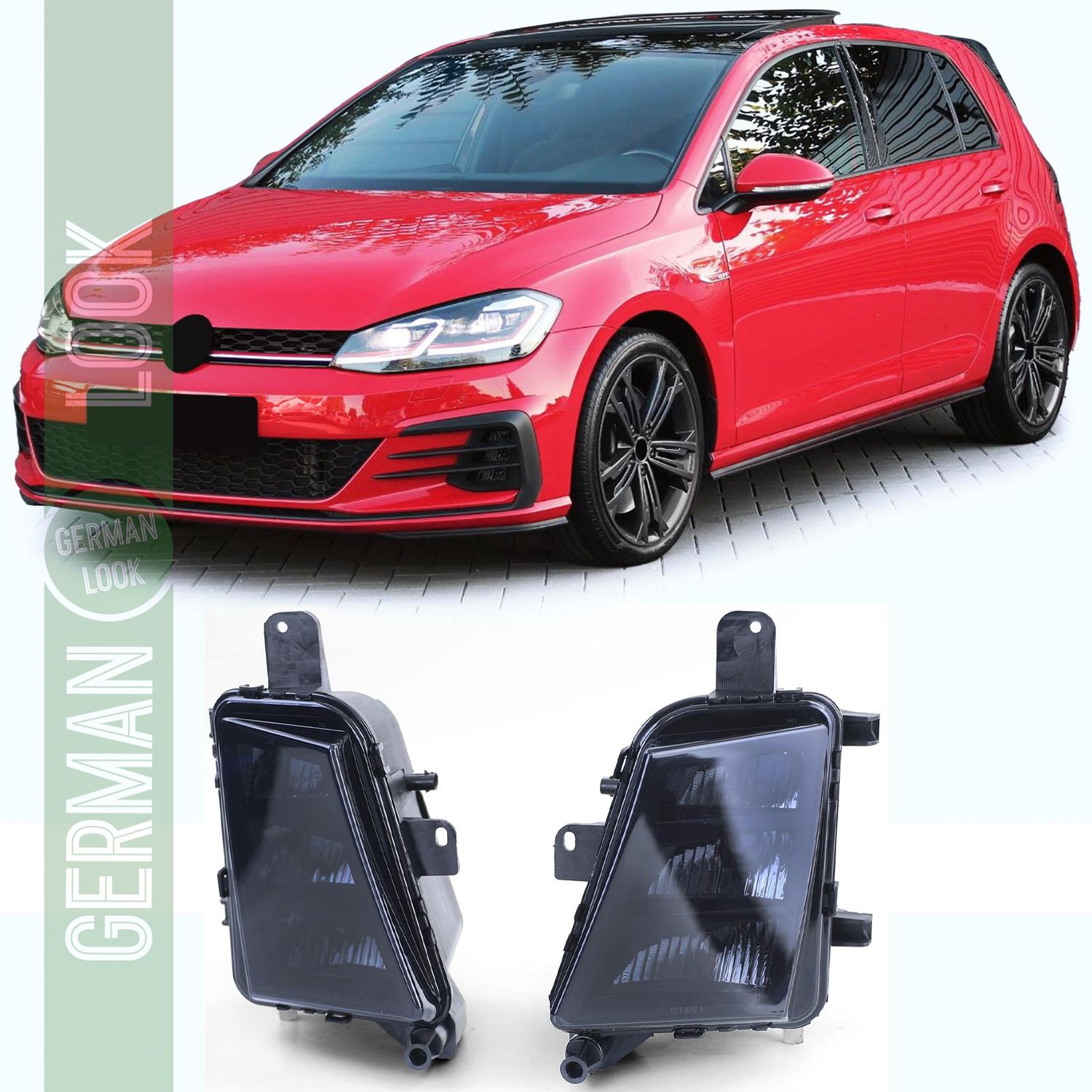 Paire de phares antibrouillard LED noirs fumés sur mesure pour VW Golf 7 GTI 5G1 13-20