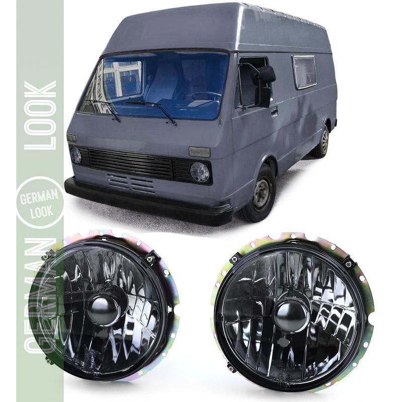Phares en verre transparent noir fumé H4 paire pour VW LT 28 35 40 45 75-85
