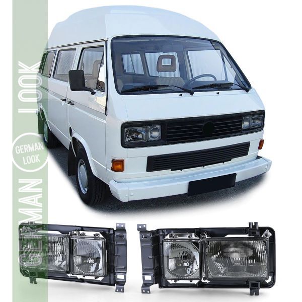Phare rectangulaire Carat Double phare noir fumée pour VW T2 T3 79-92