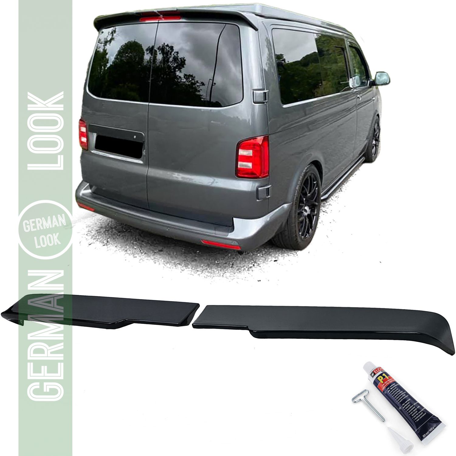 Becquet de toit aileron arrière avec ABE noir brillant pour VW Bus T6 T6.1 avec portes arrière
