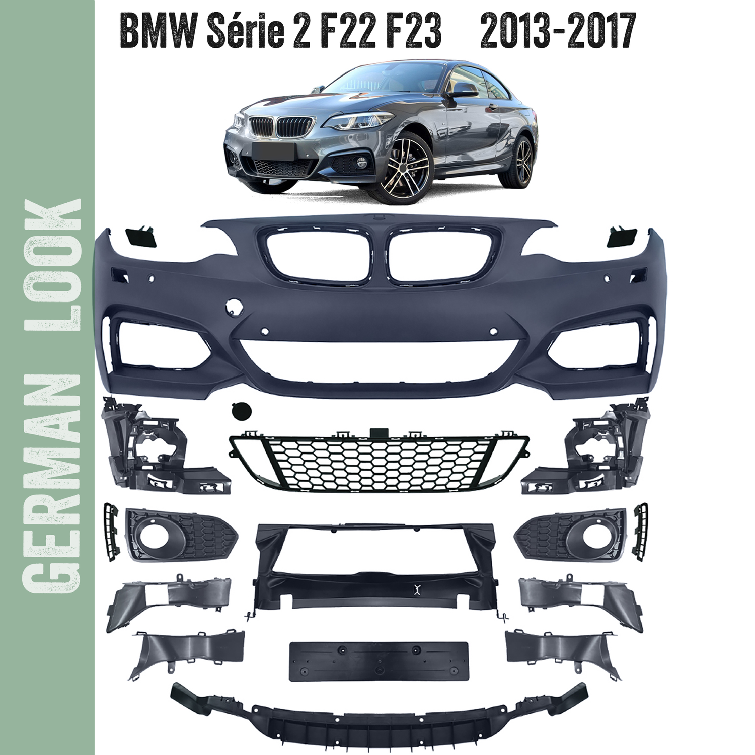 Pare-chocs avant Pack M avec accessoires pour BMW Série 2 F22 F23 2013-2017