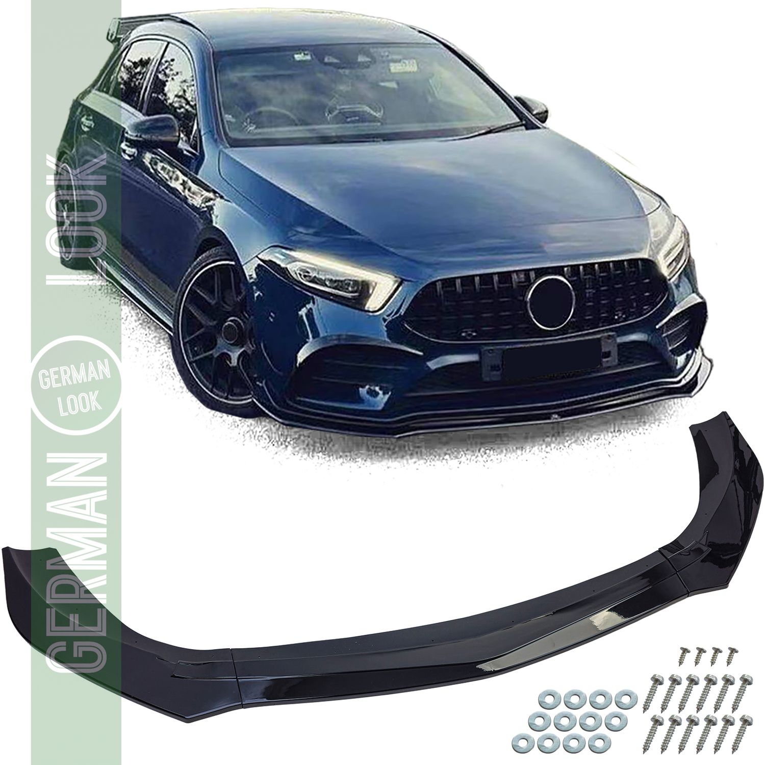 Lèvre de spoiler avant sport noir brillant pour Mercedes A W177 V177 à partir de 2018
