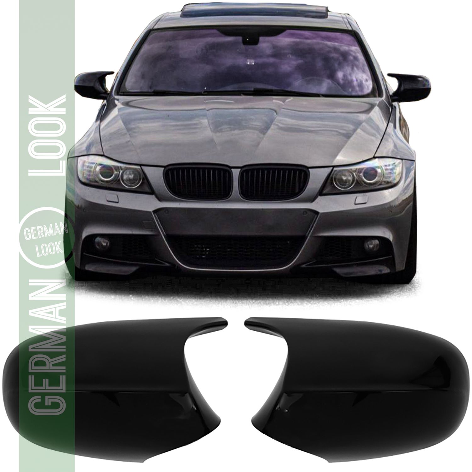 Coques de rétroviseurs de rechange noir brillant pour BMW Série 3 E90 E91 E92 E93 LCI
