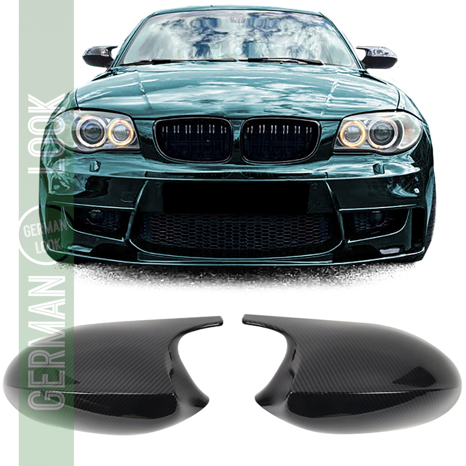 Coques de rétroviseurs de rechange aspect carbone pour BMW E81 E82 E87 E88 pré-lifting