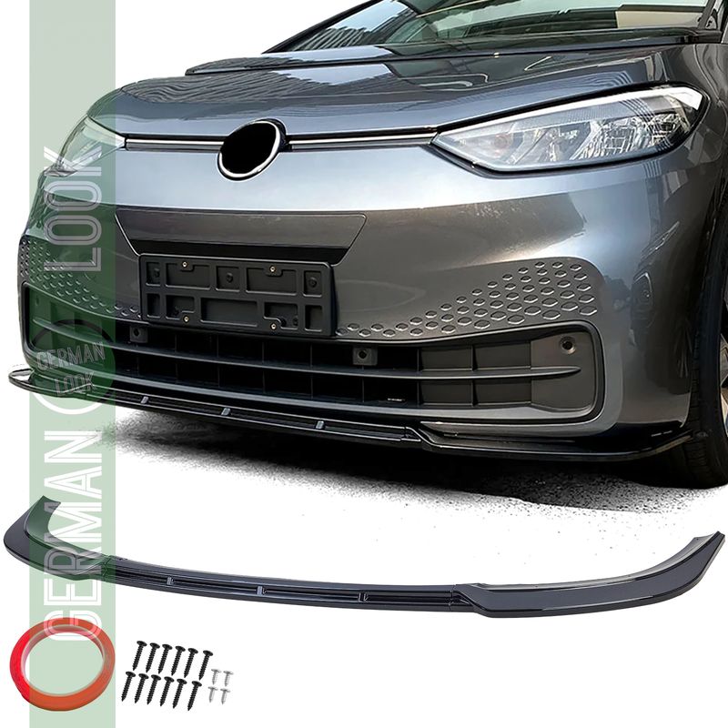 Lèvre de spoiler avant noir brillant sur mesure pour VW ID.3