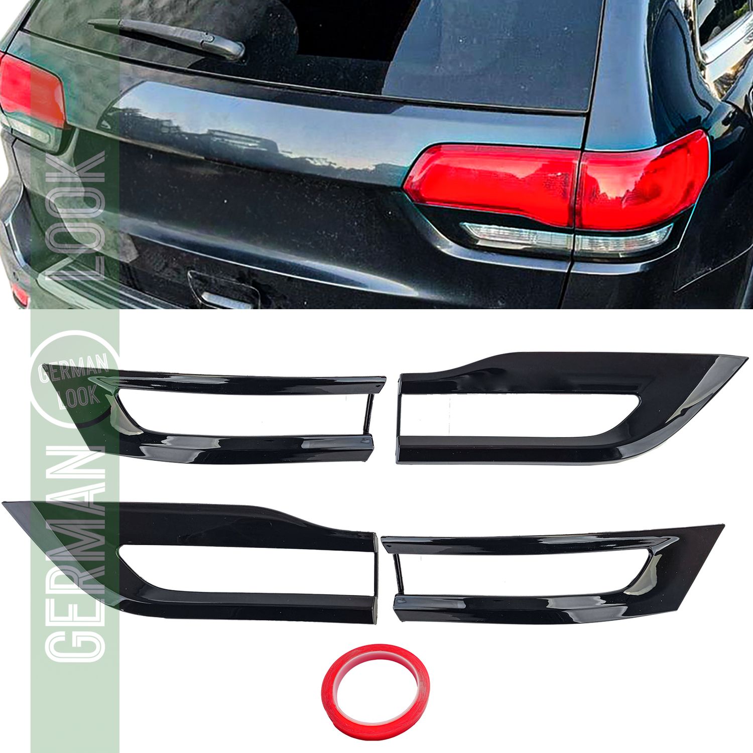 Entourage de feu arrière noir brillant pour Jeep Grand Cherokee WK2 14-20