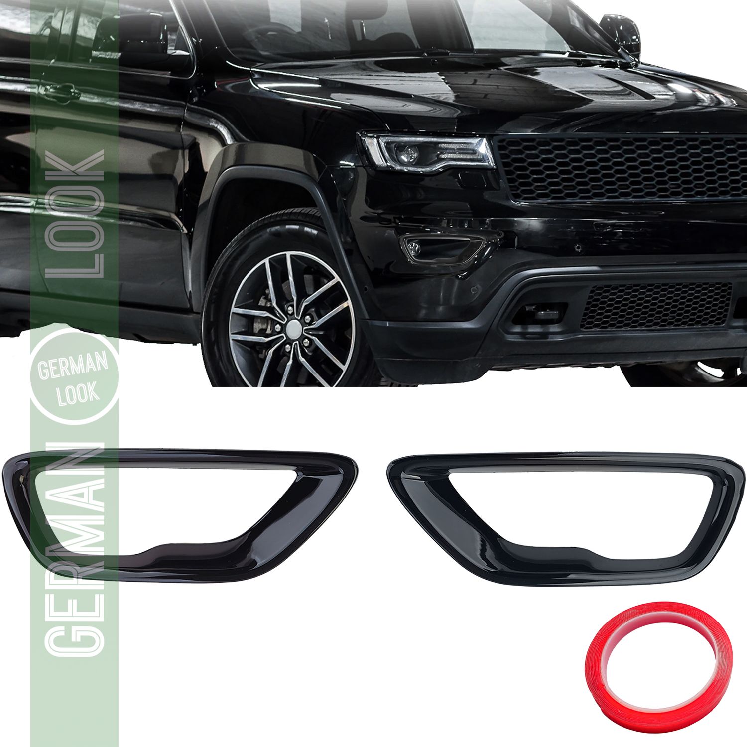 Entourage de phare antibrouillard noir brillant pour Jeep Grand Cherokee WK2 18-20