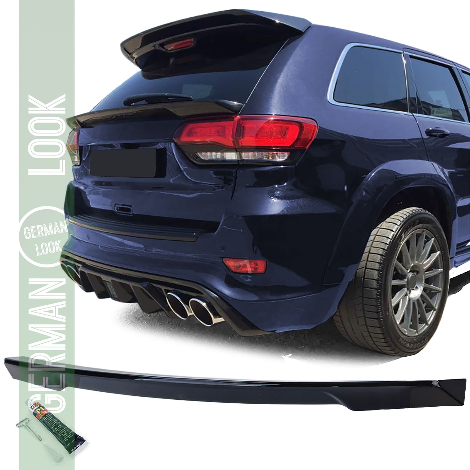 Lèvre de spoiler arrière au milieu noir brillant pour Jeep Grand Cherokee WK2 14-20