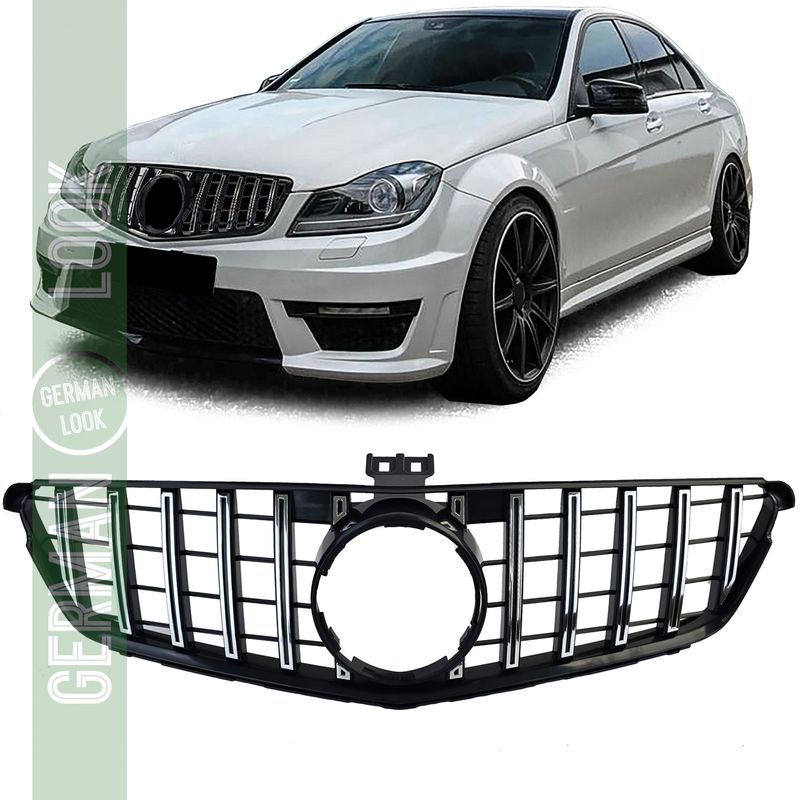 Calandre sport noir brillant chrome pour Mercedes classe C W204 S204 C204
