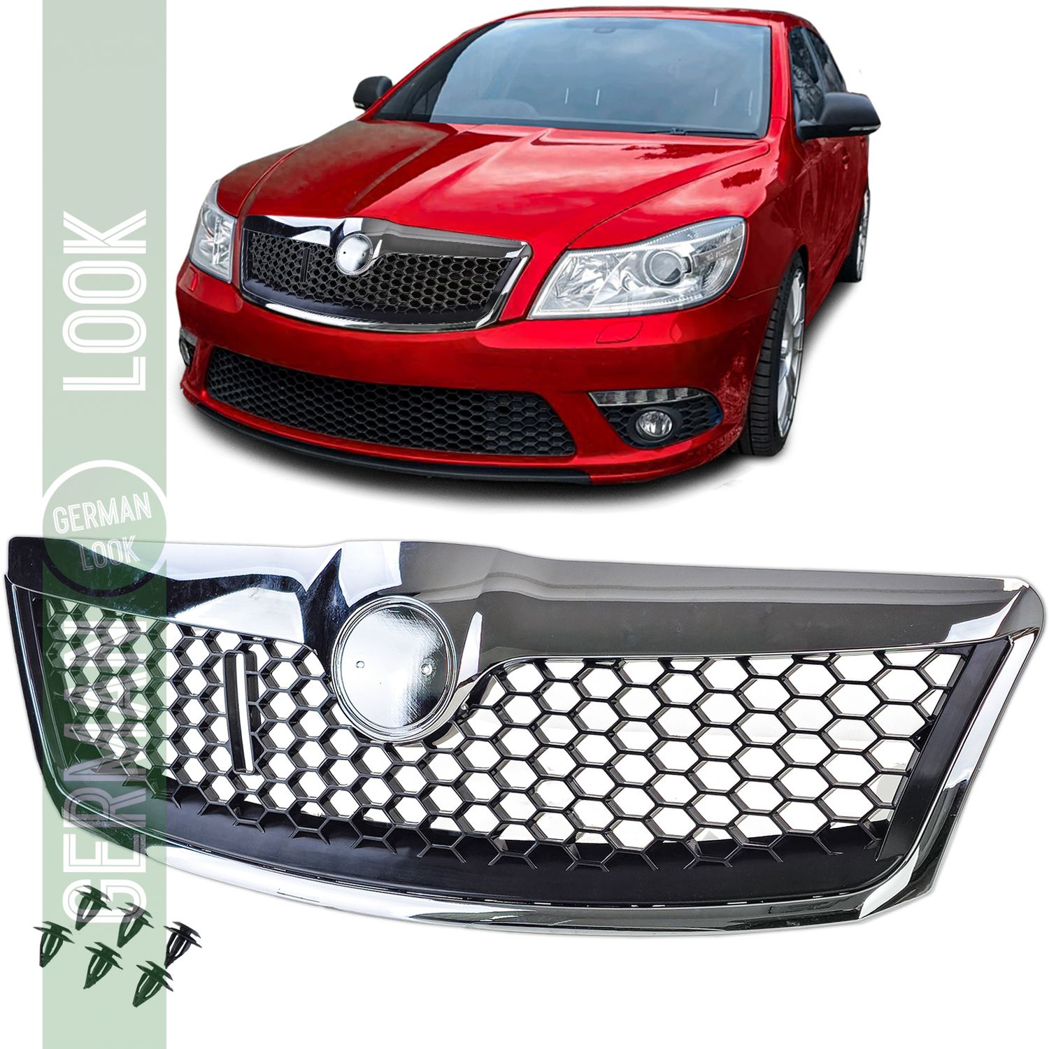 Calandre Sport RS noir chromé pour Skoda Octavia 1Z Facelift 09-13