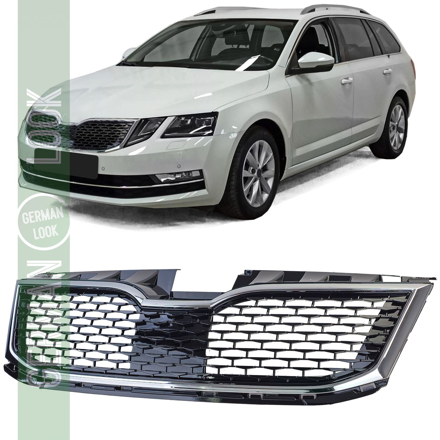 Calandre sport noir chromé pour Skoda Octavia 5E Facelift 17-20