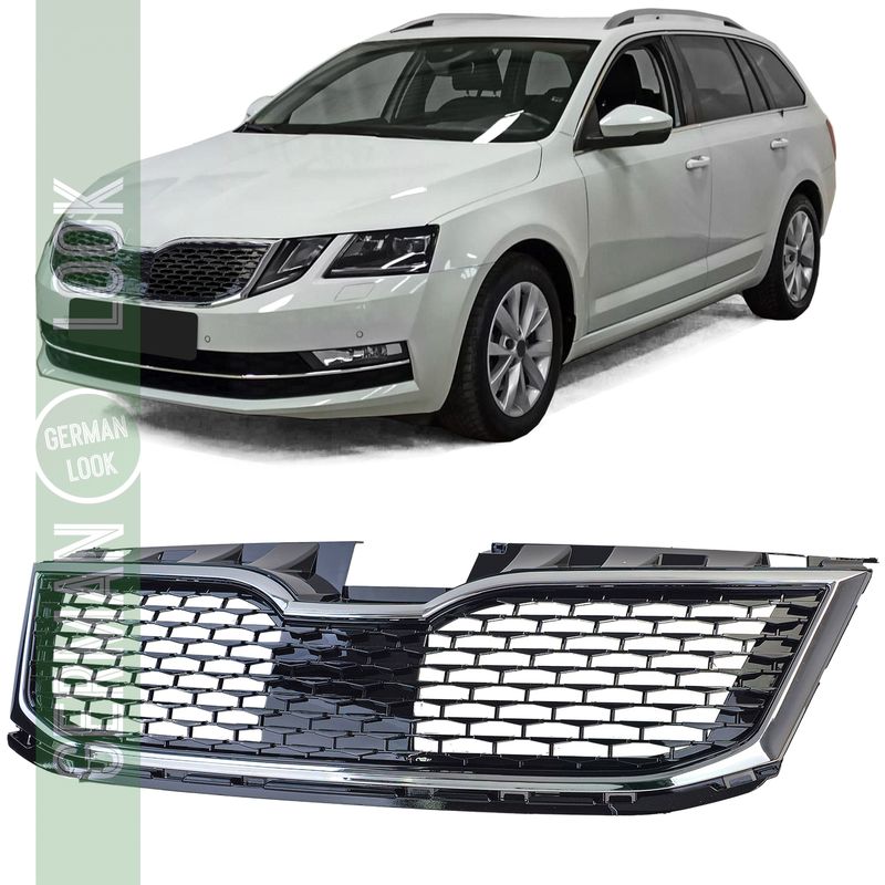 Calandre sport noir chromé pour Skoda Octavia 5E Facelift 17-20