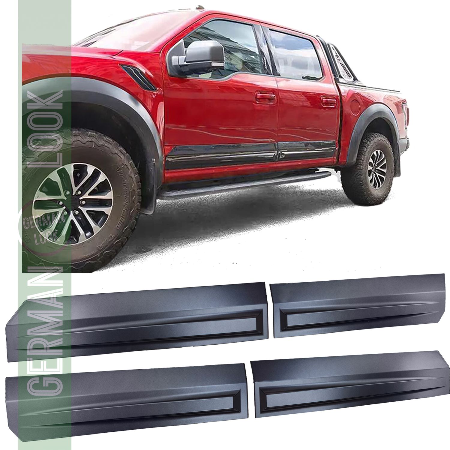 Larges bandes de porte protection contre les chocs panneaux tout-terrain large noir pour Ford F150 14-20