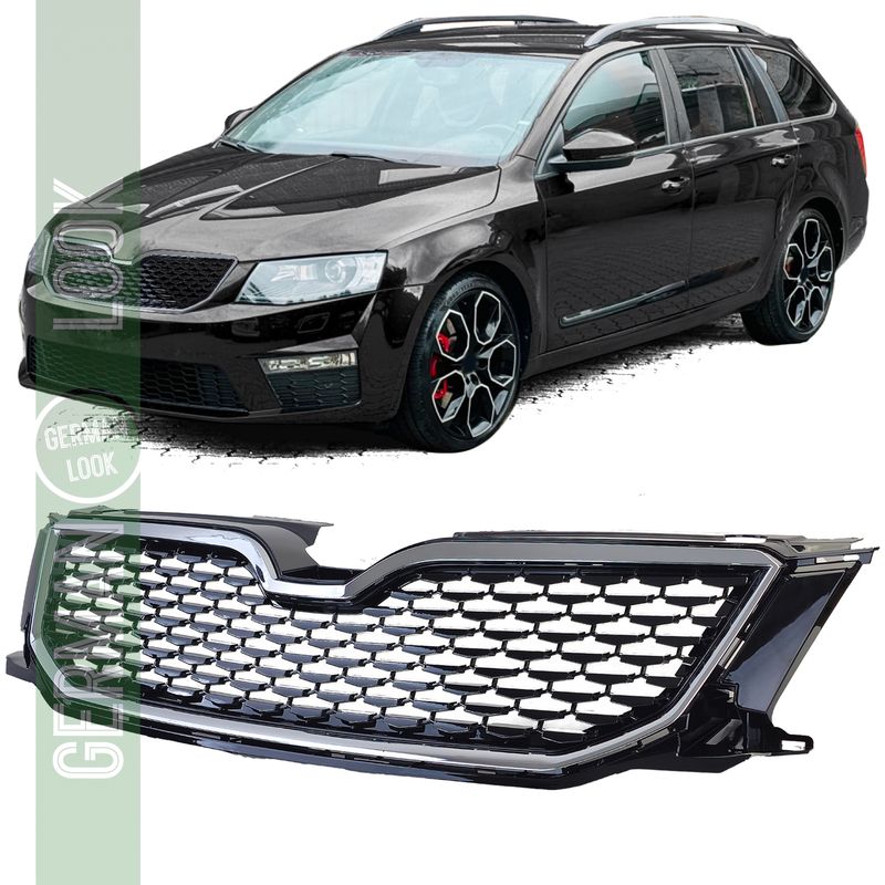 Calandre sport noir chromé pour Skoda Octavia 5E pré-lifting 12-17