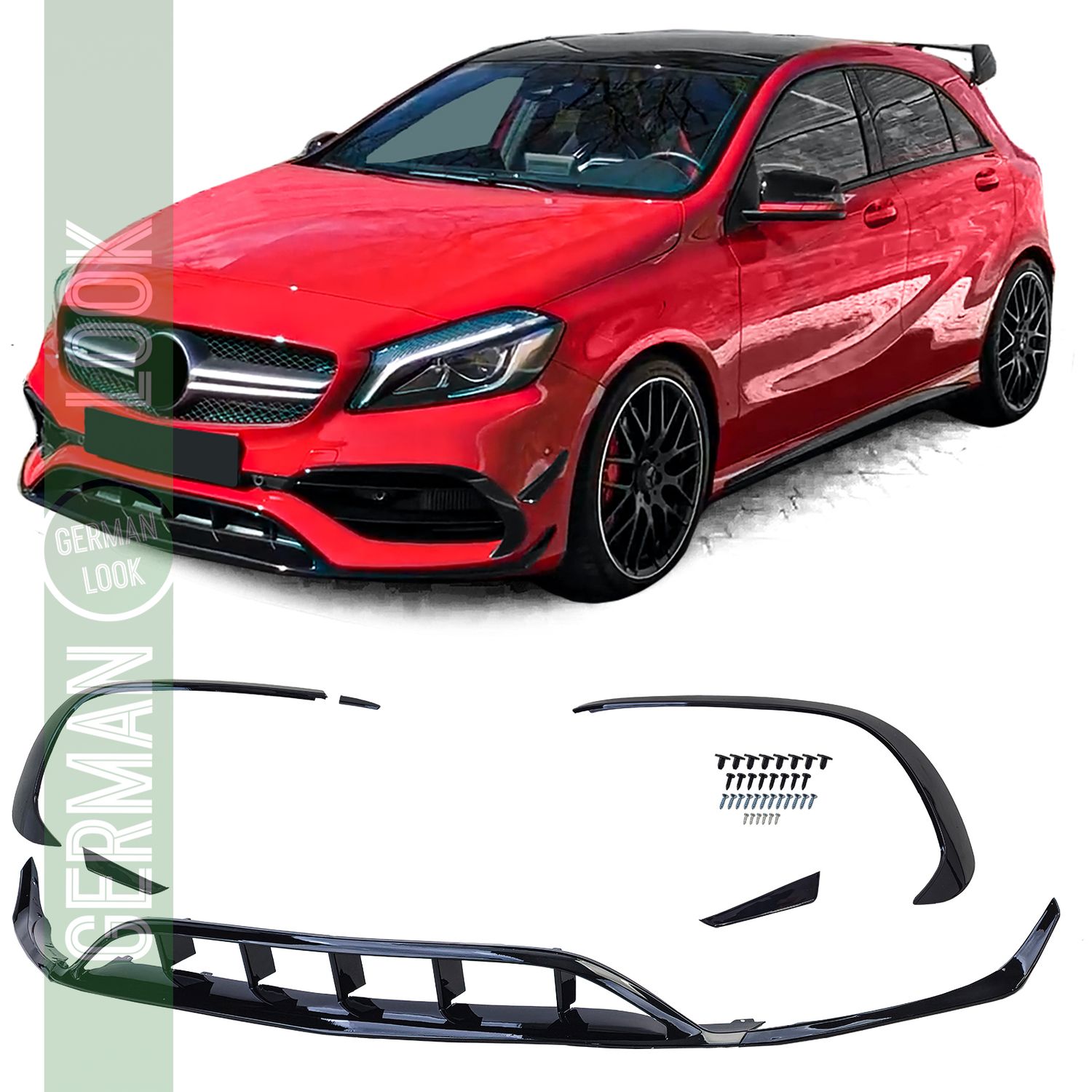 Kit Aero de becquet de pare-chocs avant, séparateur de rabats pour Mercedes A W176 15-18