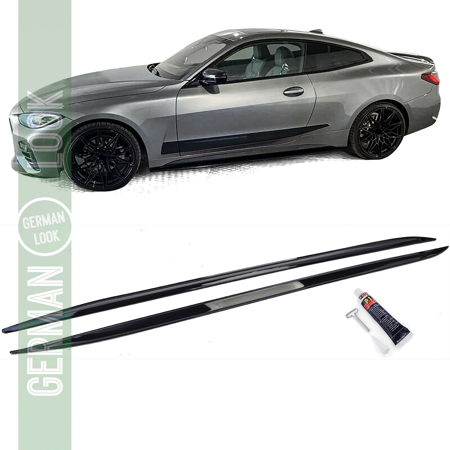 Fixation jupes latérales noir brillant sur mesure pour BMW Série 4 G22 G23 à partir de 2020