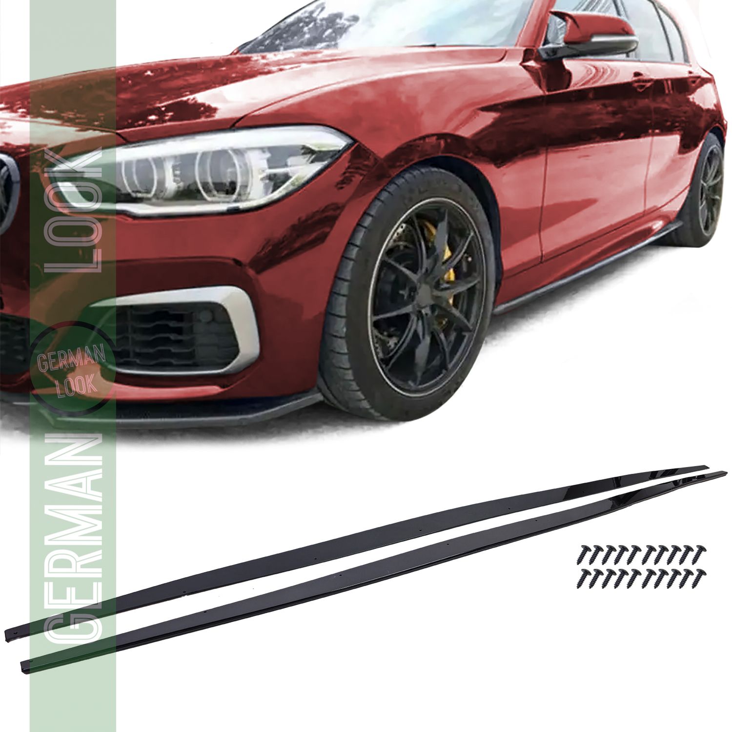 Fixation jupes latérales noir brillant sur mesure pour BMW Série 1 F20 F21 LCI 15-19
