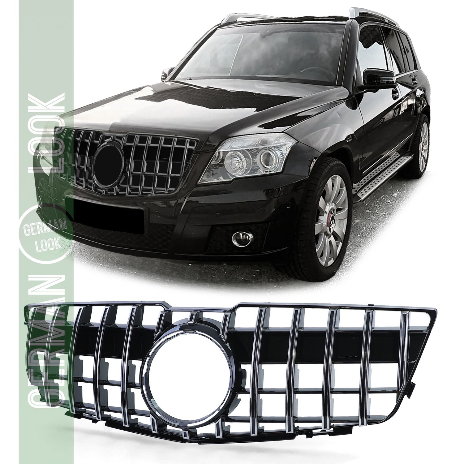 Calandre sport noir brillant chrome pour Mercedes GLK X204 08-12 pré-lifting