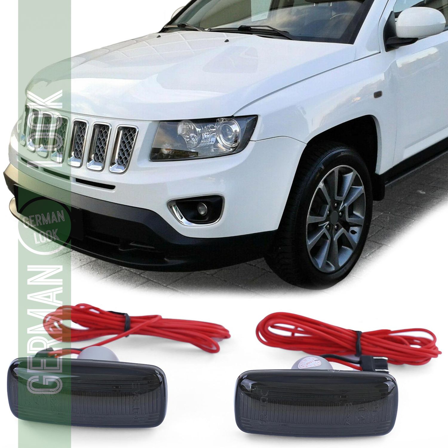Clignotants latéraux à barre lumineuse LED noir pour Jeep Patriot Compass 07-17 Commander