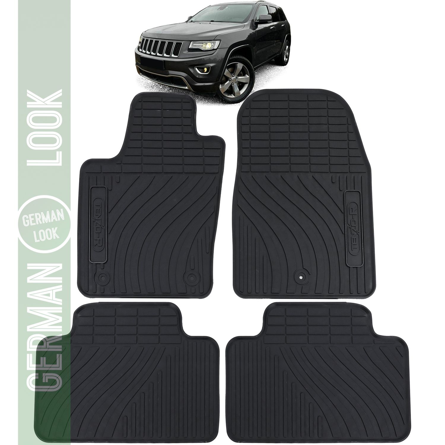 Tapis de sol en caoutchouc premium lot de 4 noirs pour Jeep Grand Cherokee WK2 10-21
