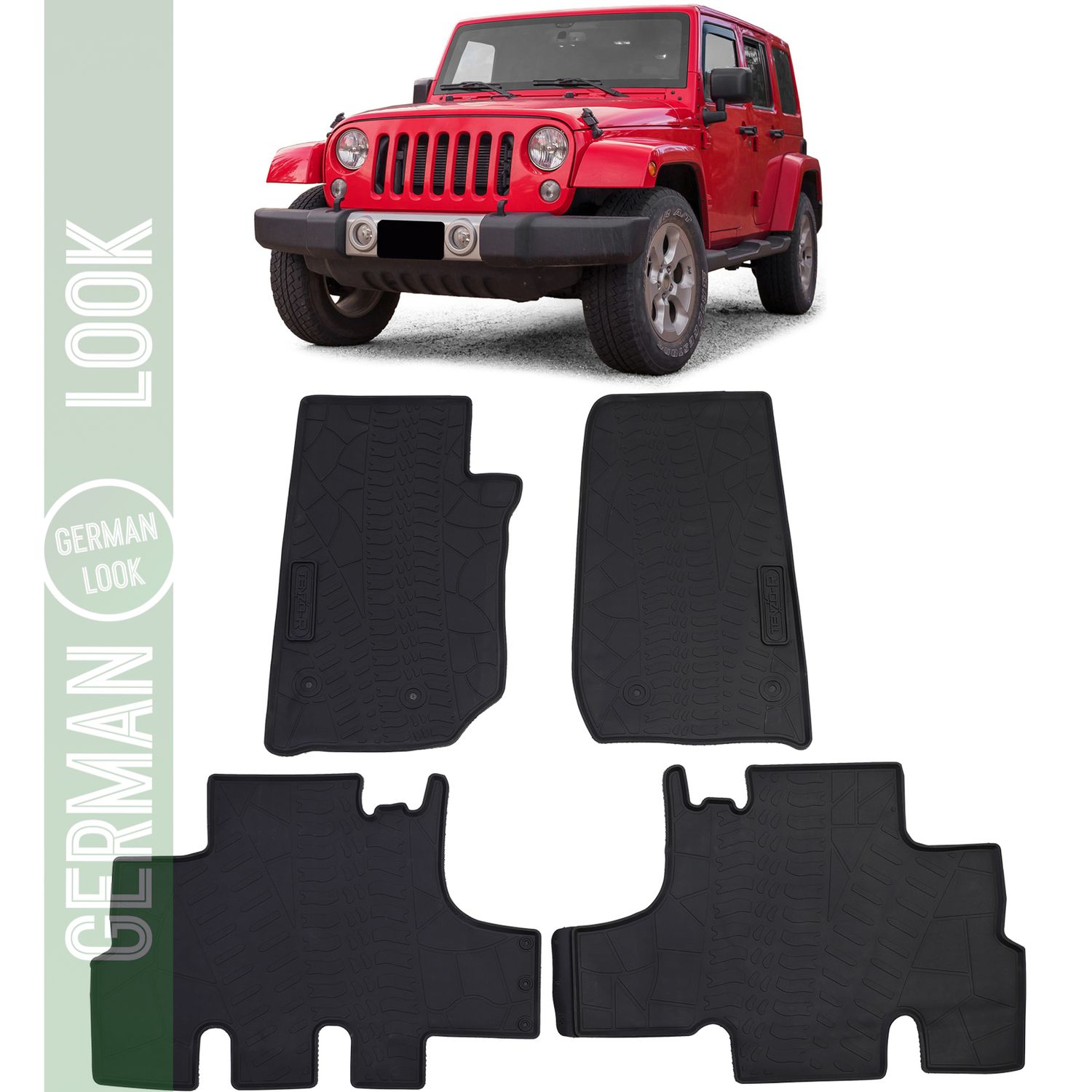 Tapis de sol en caoutchouc noir pour voiture, ensemble Premium pour Jeep Wrangler JK 07-19