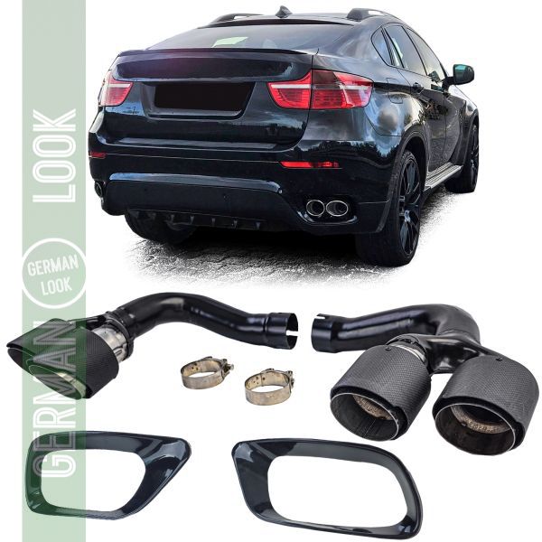 Pots d'échappement double tube carbone pour BMW X6 E71 30d 40d 2010-2014