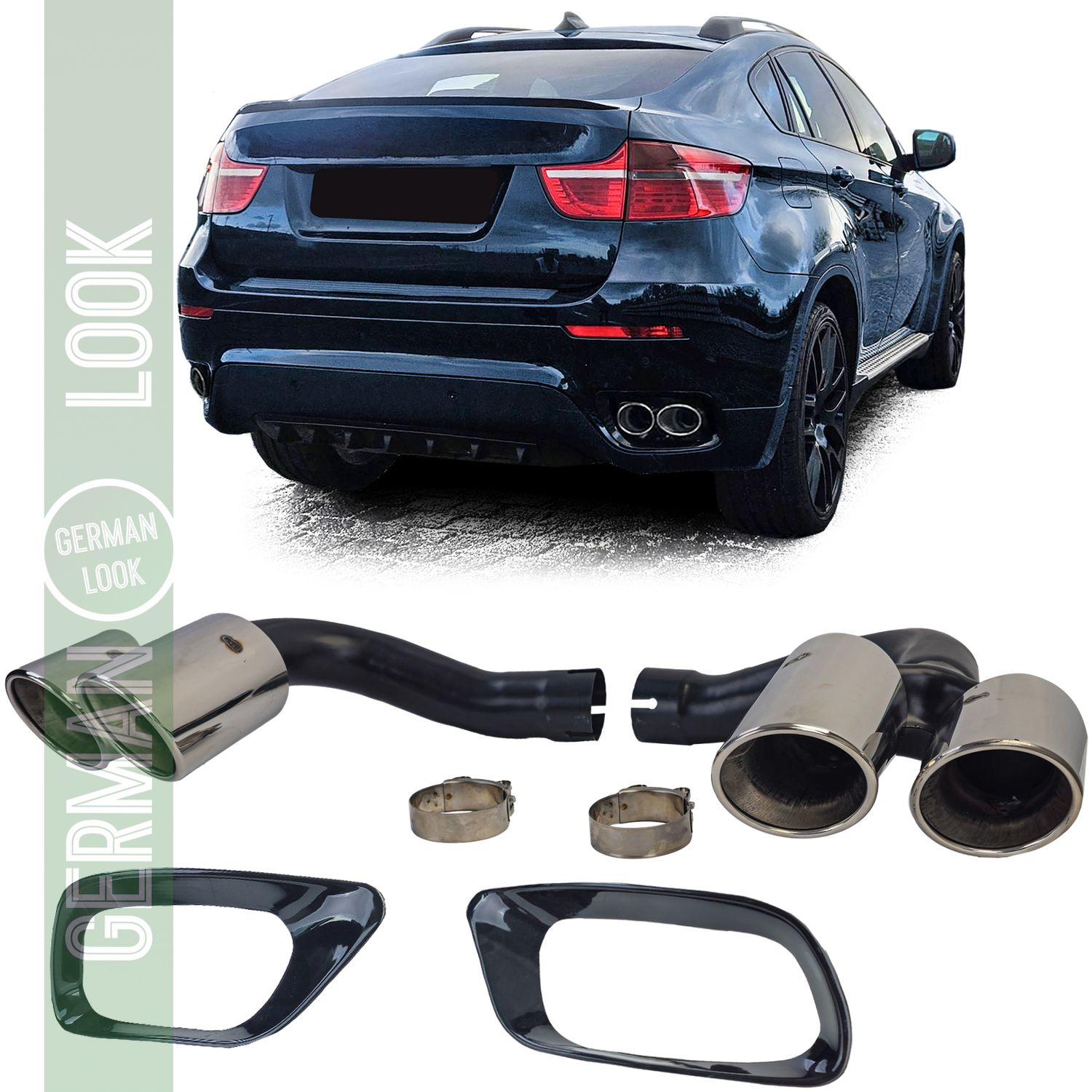 Tuyau d'échappement double tube chromé pour BMW X6 E71 30d 40d 2010-2014