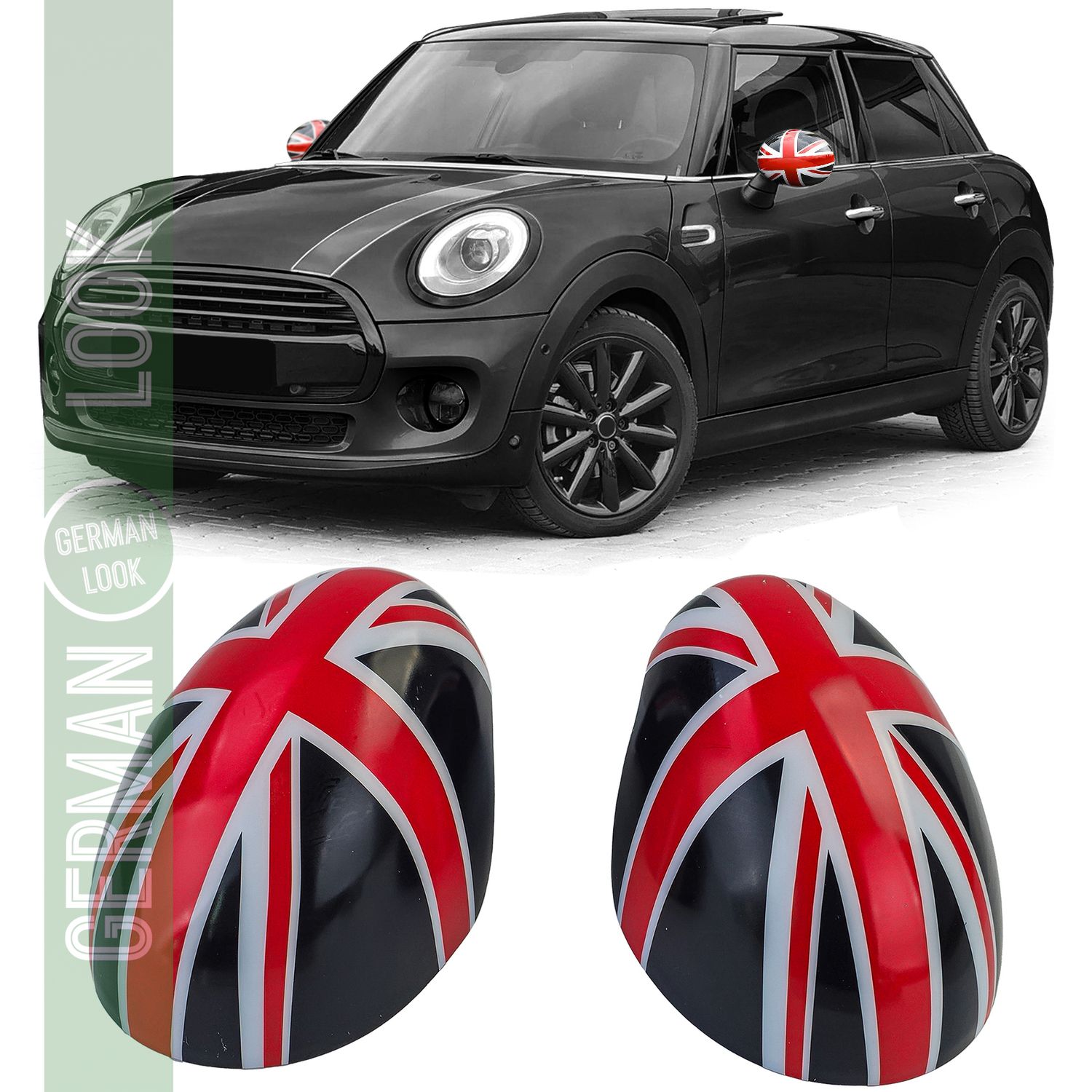 Coques de rétroviseurs Union Jack Noir Rouge pour Mini F54 F55 F56 F57 13-18