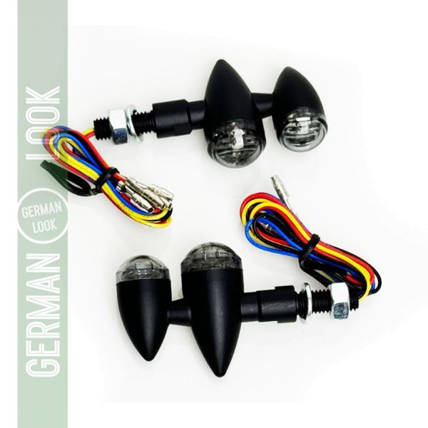 Kit clignotants LED + feux arrière moto universels BULLET SMOKE avec E-mark