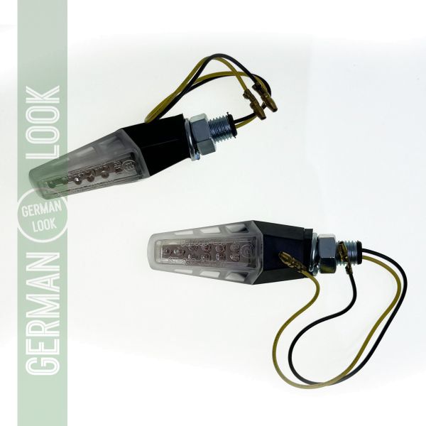 Kit de clignotants LED universels pour moto en verre transparent GILL avec marque E