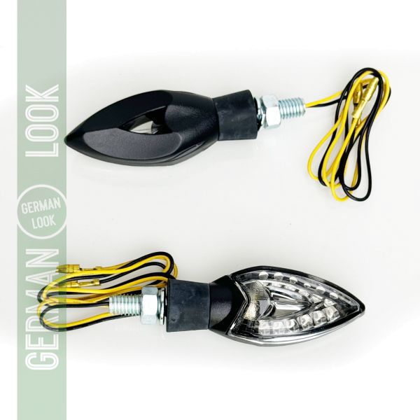 Ensemble de clignotants LED universels pour moto en verre transparent SPADES avec marque E