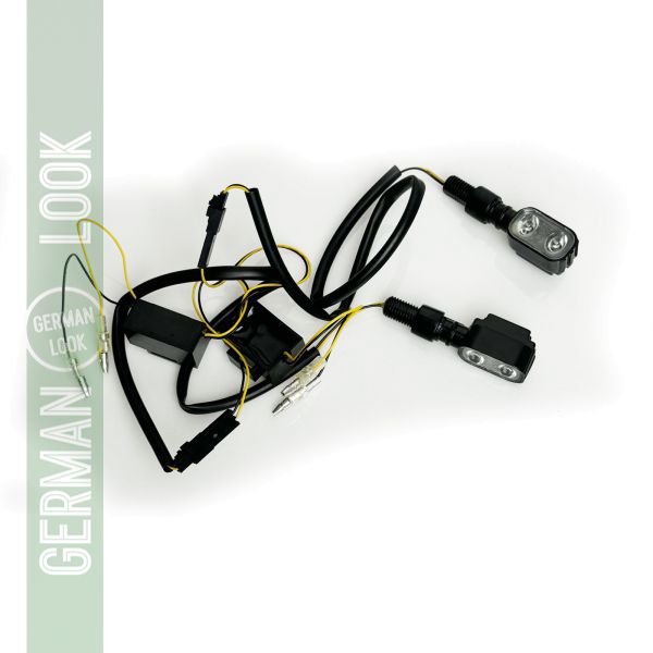Jeu de clignotants LED universels pour moto en verre transparent SLIMLINE avec marque E