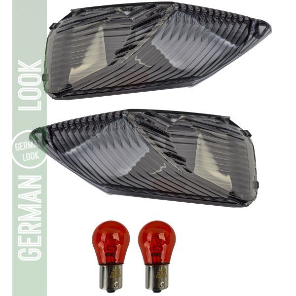 Verres de clignotants moto teintés fumés avec ampoule arrière pour Suzuki